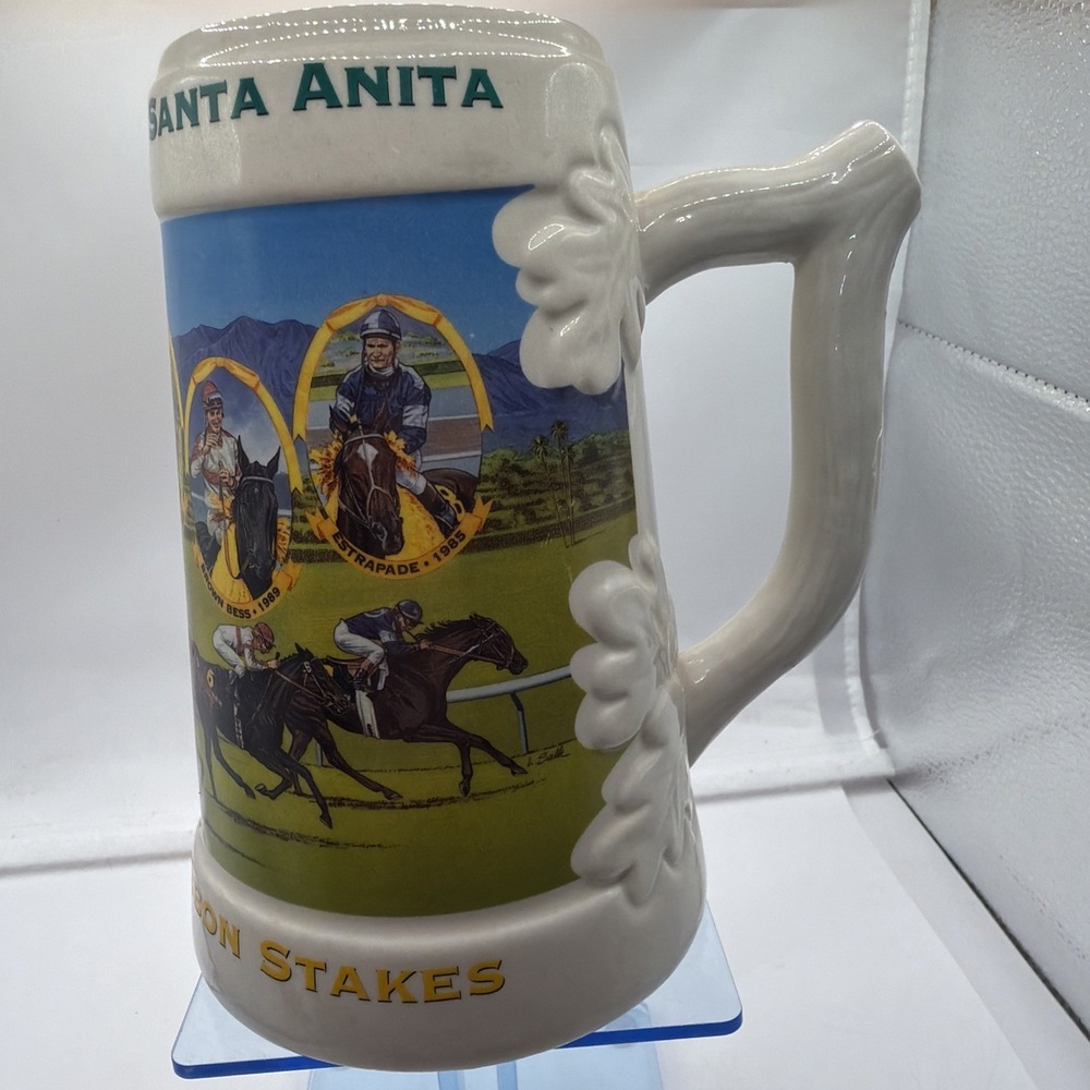 1999 Oak Tree Horse Racing Santa Anita Stein Mug The Yellow Ribbon Stakes Horse